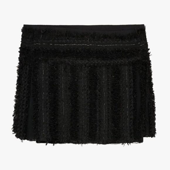 Zara Black Textured fabric High waist Mini Skirt Limited Edition tonal beads NWT - Picture 8 of 13